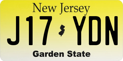 NJ license plate J17YDN