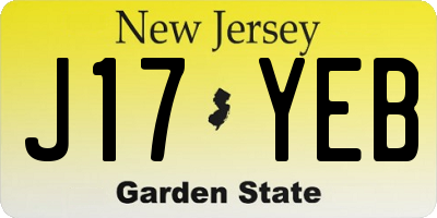 NJ license plate J17YEB