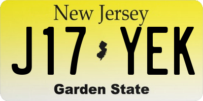NJ license plate J17YEK