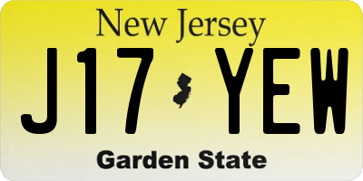 NJ license plate J17YEW