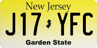 NJ license plate J17YFC