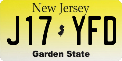 NJ license plate J17YFD