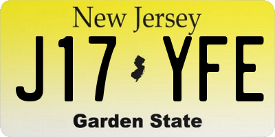 NJ license plate J17YFE