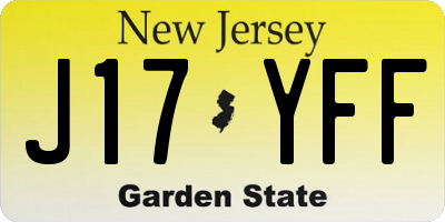 NJ license plate J17YFF