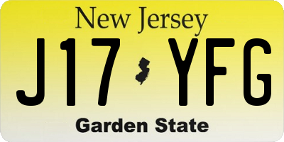 NJ license plate J17YFG