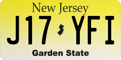 NJ license plate J17YFI