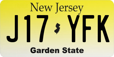 NJ license plate J17YFK