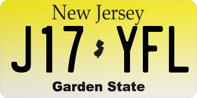 NJ license plate J17YFL