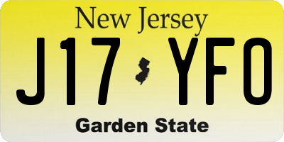 NJ license plate J17YFO