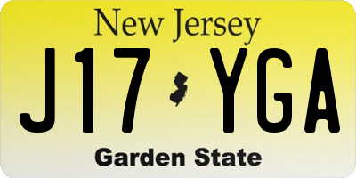 NJ license plate J17YGA