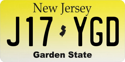 NJ license plate J17YGD