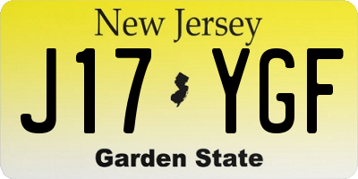 NJ license plate J17YGF