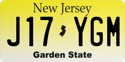 NJ license plate J17YGM