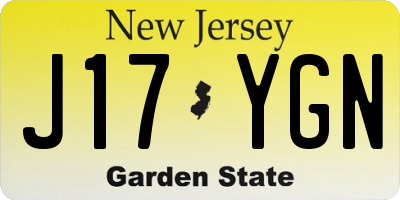 NJ license plate J17YGN