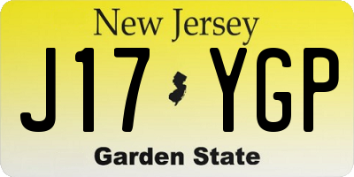 NJ license plate J17YGP
