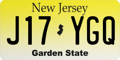 NJ license plate J17YGQ