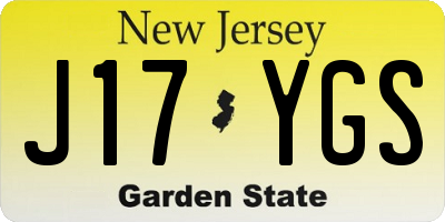 NJ license plate J17YGS