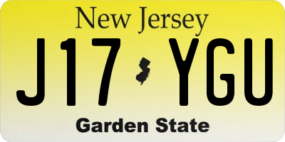 NJ license plate J17YGU