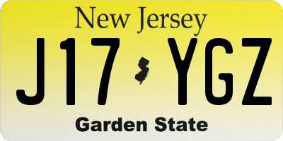 NJ license plate J17YGZ