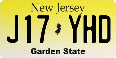NJ license plate J17YHD