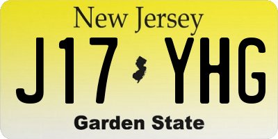 NJ license plate J17YHG