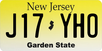 NJ license plate J17YHO