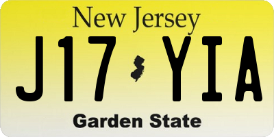 NJ license plate J17YIA
