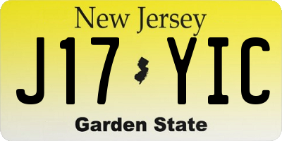 NJ license plate J17YIC