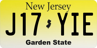 NJ license plate J17YIE
