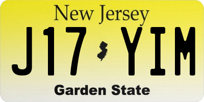 NJ license plate J17YIM