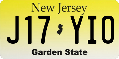 NJ license plate J17YIO