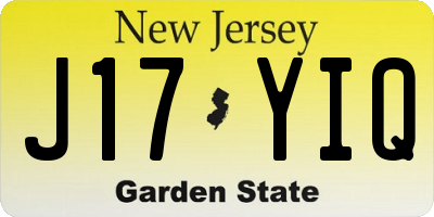 NJ license plate J17YIQ