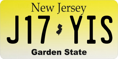 NJ license plate J17YIS
