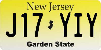 NJ license plate J17YIY
