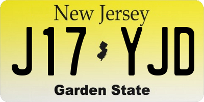 NJ license plate J17YJD