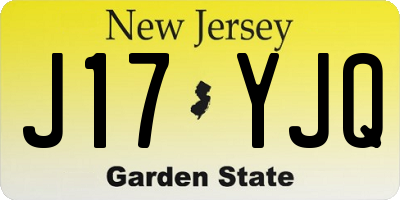 NJ license plate J17YJQ