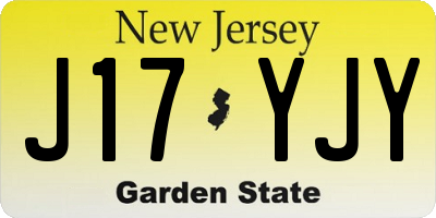 NJ license plate J17YJY