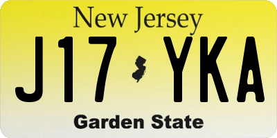 NJ license plate J17YKA