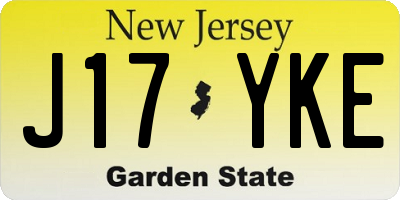 NJ license plate J17YKE