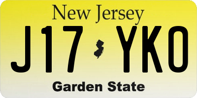 NJ license plate J17YKO