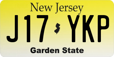 NJ license plate J17YKP