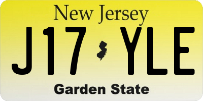 NJ license plate J17YLE