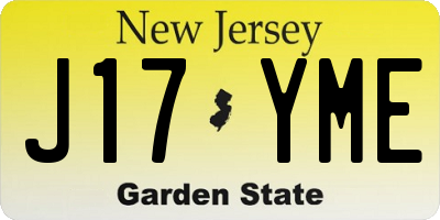 NJ license plate J17YME