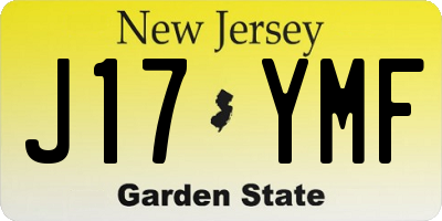 NJ license plate J17YMF