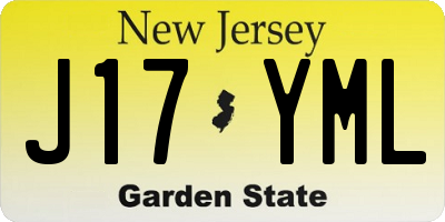 NJ license plate J17YML