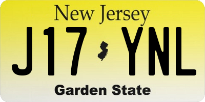 NJ license plate J17YNL
