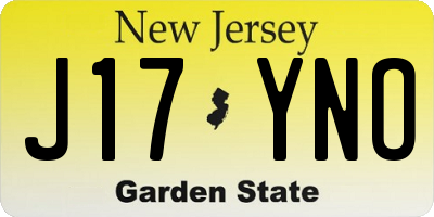 NJ license plate J17YNO