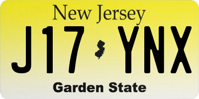NJ license plate J17YNX