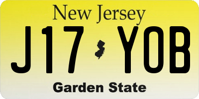 NJ license plate J17YOB