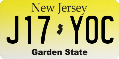 NJ license plate J17YOC